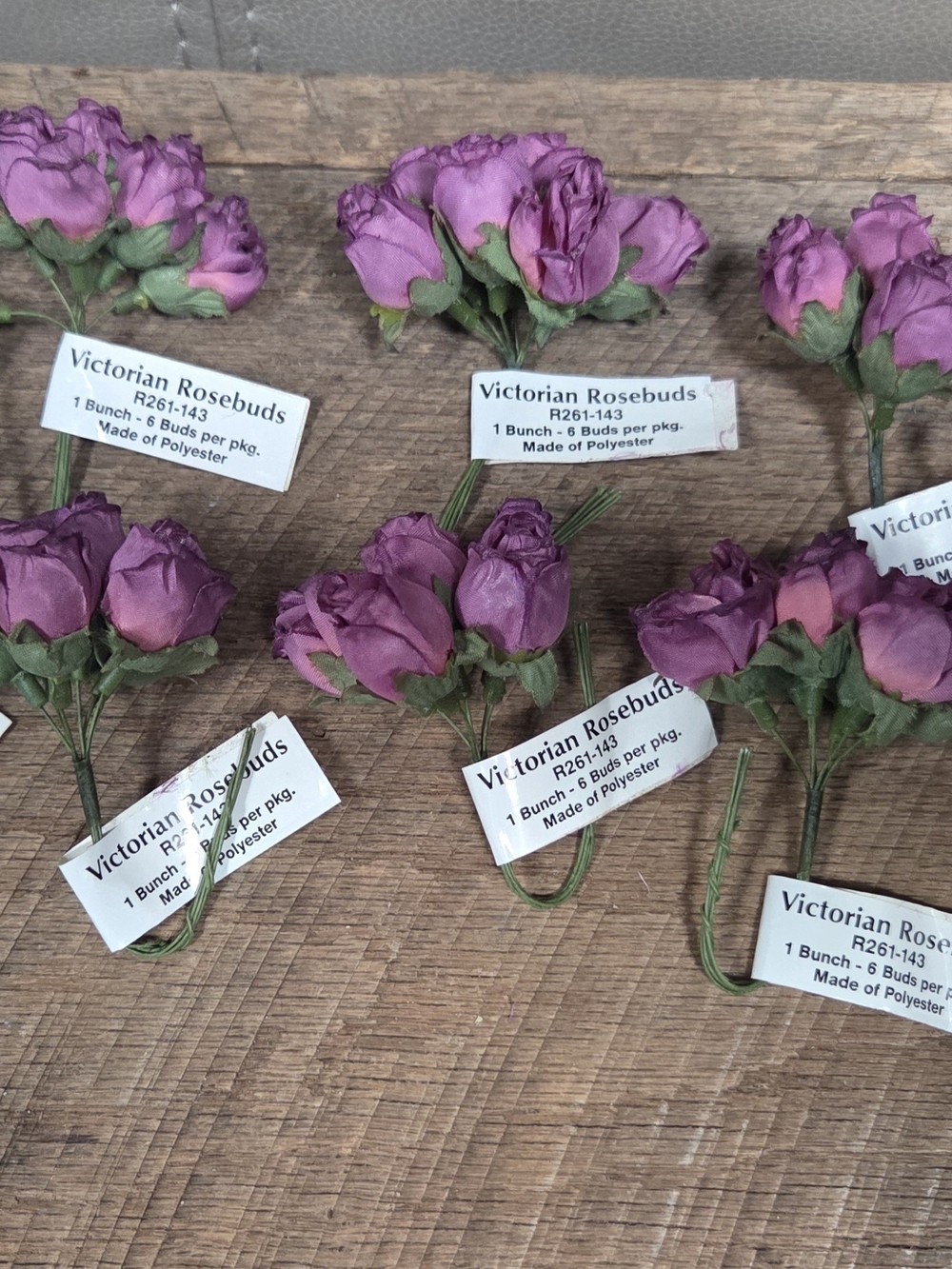 Vintage Victorian Rosebuds R261-143 Purple Polyester Millinery Craft Flower 1J